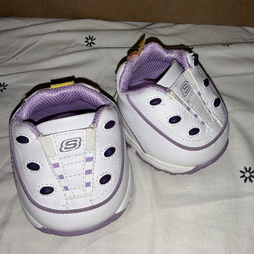 Skechers Light Up White & Lavender Tennis Shoes Works Great Build a Bear Purple